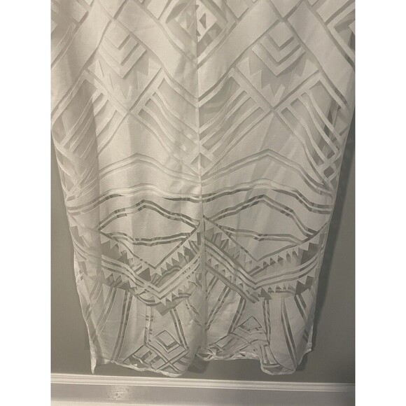 Chico's White Burnout Maxi Dress Sheer Side Slit Geometric Renee Size 8 Small - Picture 14 of 15